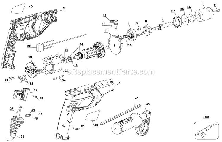 Black and Decker KR655-B2C (Type 1) 1/2 Hammer Drill Power Tool Page A Diagram